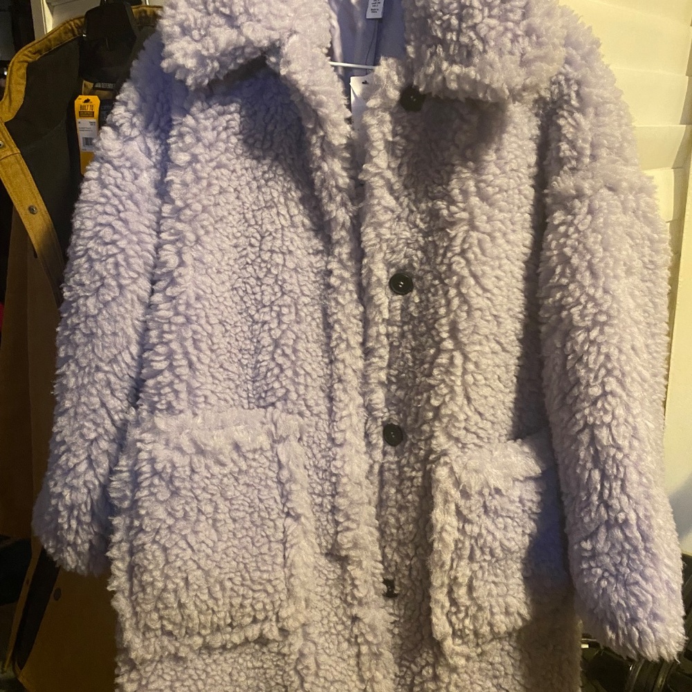 TopShop NWT Chunky Borg (lilac) Coat(size 2-fits small/medium - Picture 4 of 11